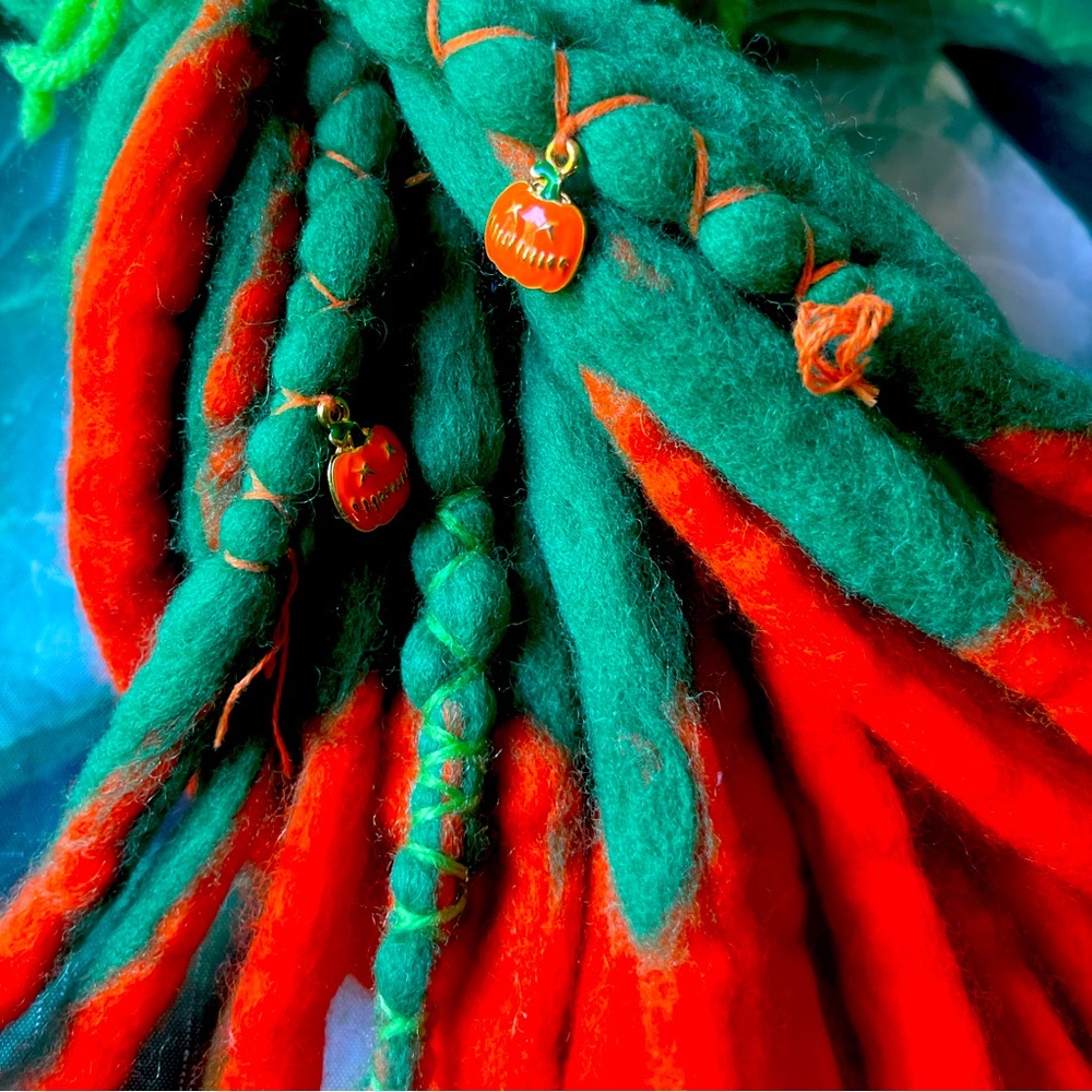 Pumpkin roving wool synthetic dreads